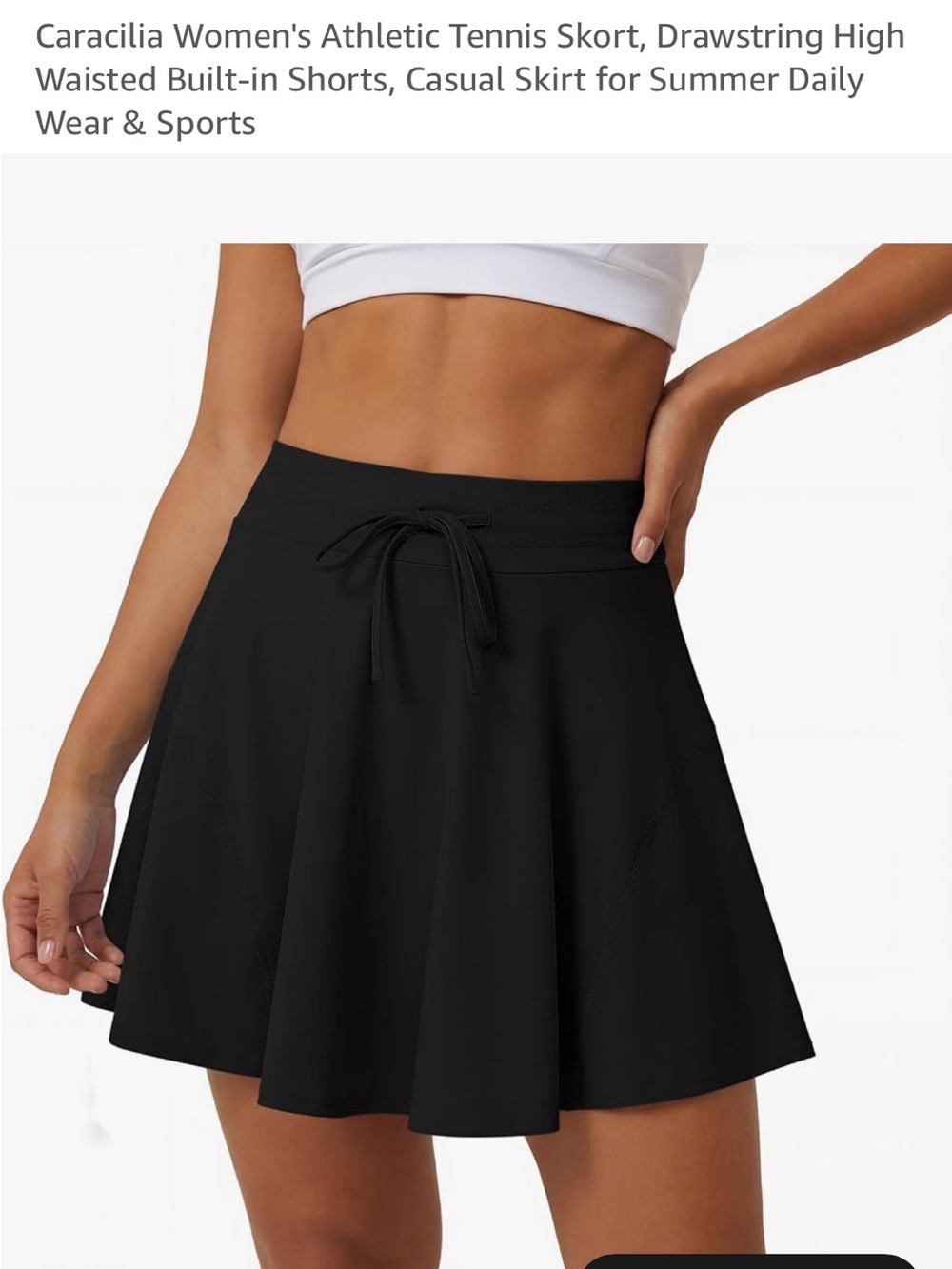 Women's Black Athletic Tennis Skort with Built-In Shorts